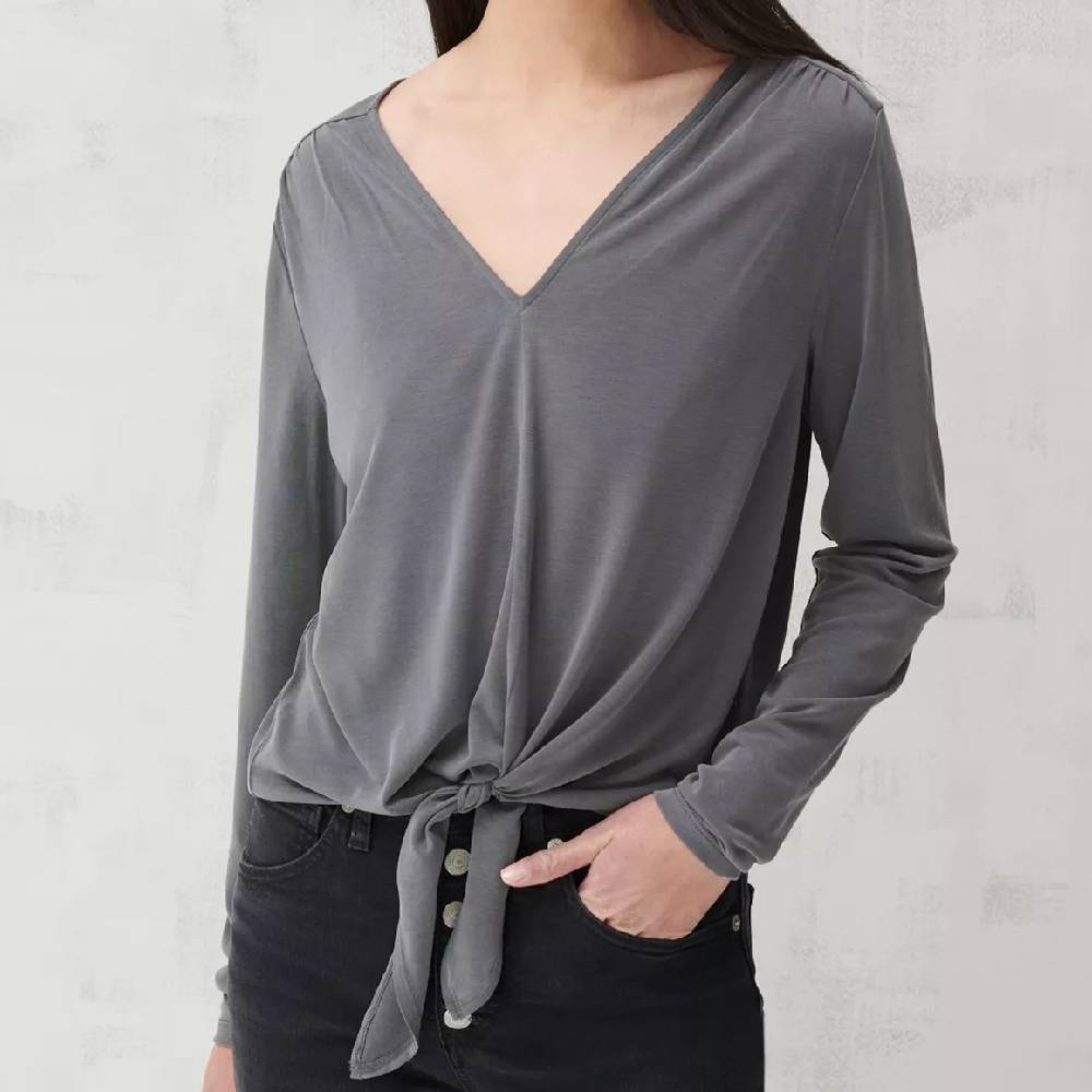 Lucky Brand Tie Front V Neck Top